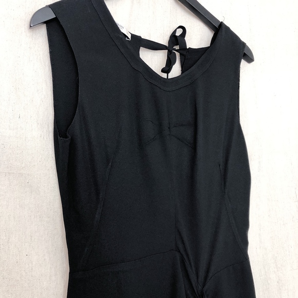 Prada Black Sleeveless Midi Dress w/ Side Ruffle - Picture 3 of 5